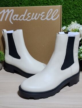 Madewell The Wyckoff Chelsea Lugsole Boots - Pale Parchment US 10 M New